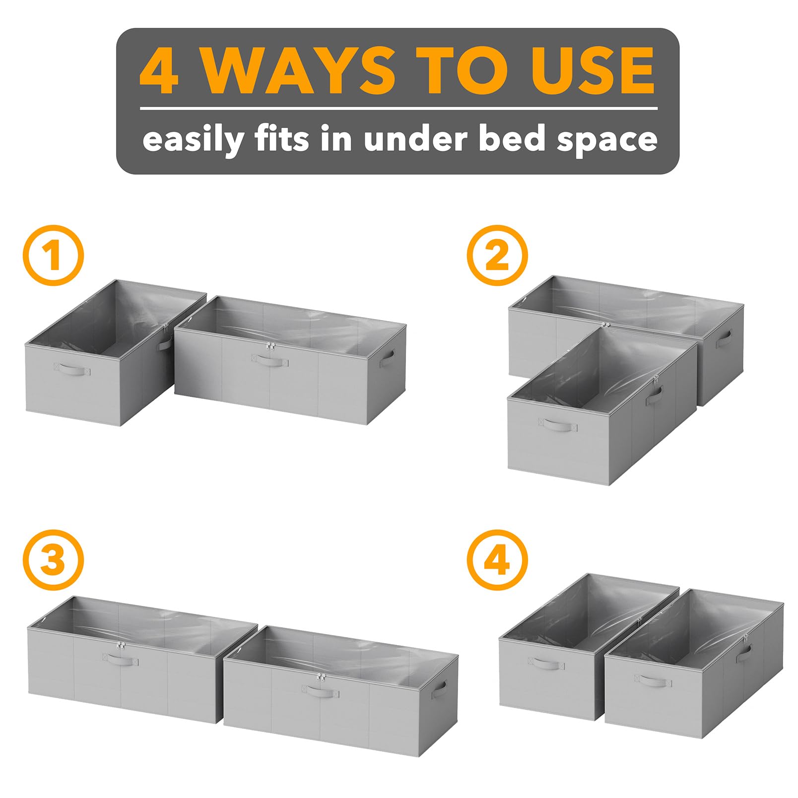 SpaceAid under-bed bin with clear flexible lid for expandable storage.