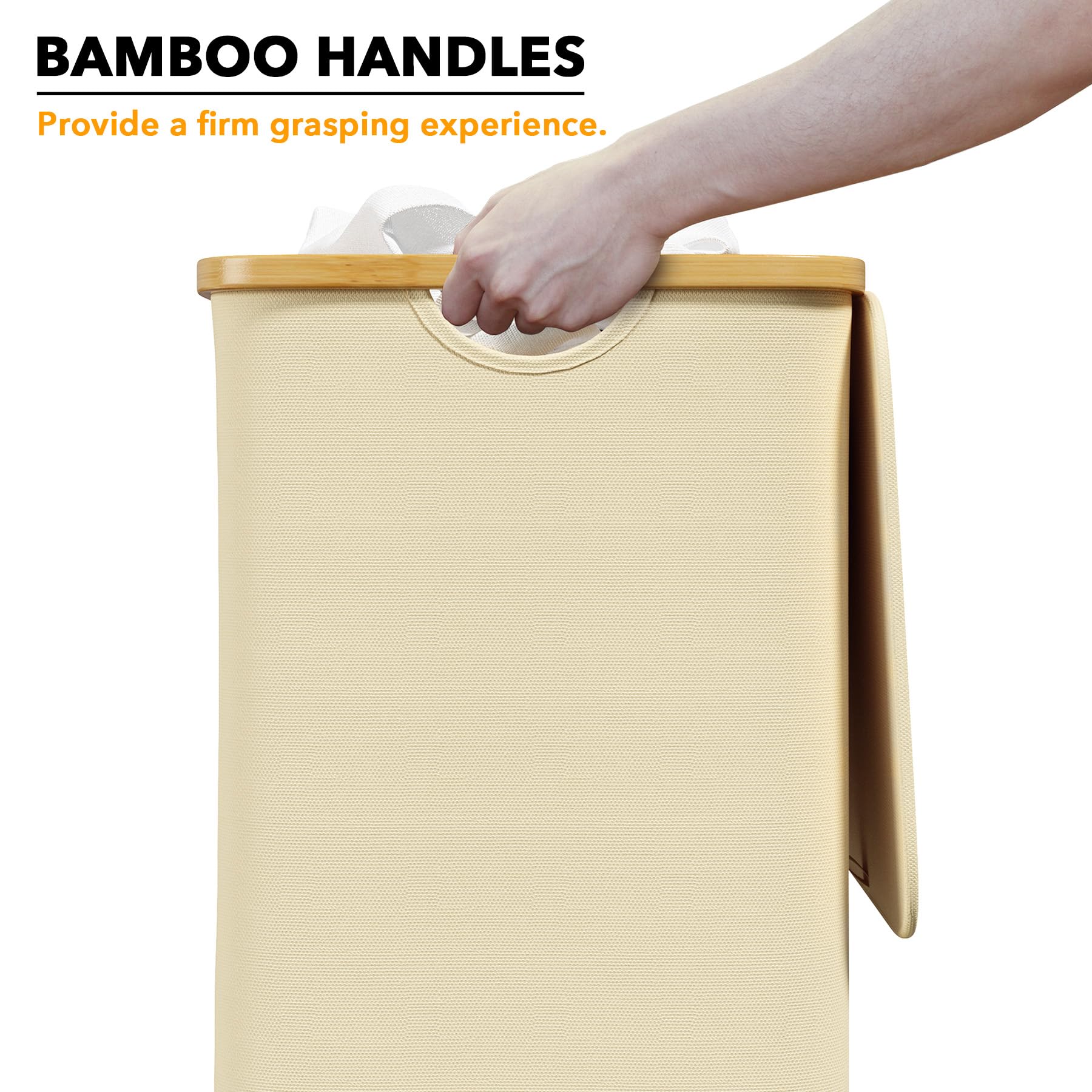 SpaceAid collapsible hamper shown folded for compact storage.