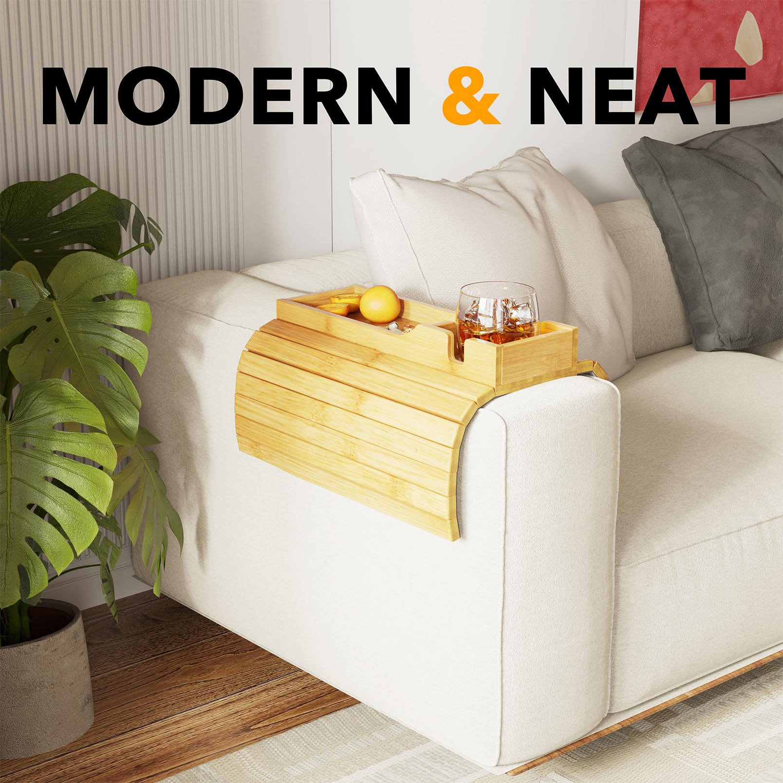 SpaceAid couch arm tray keeps snacks and remotes within reach.