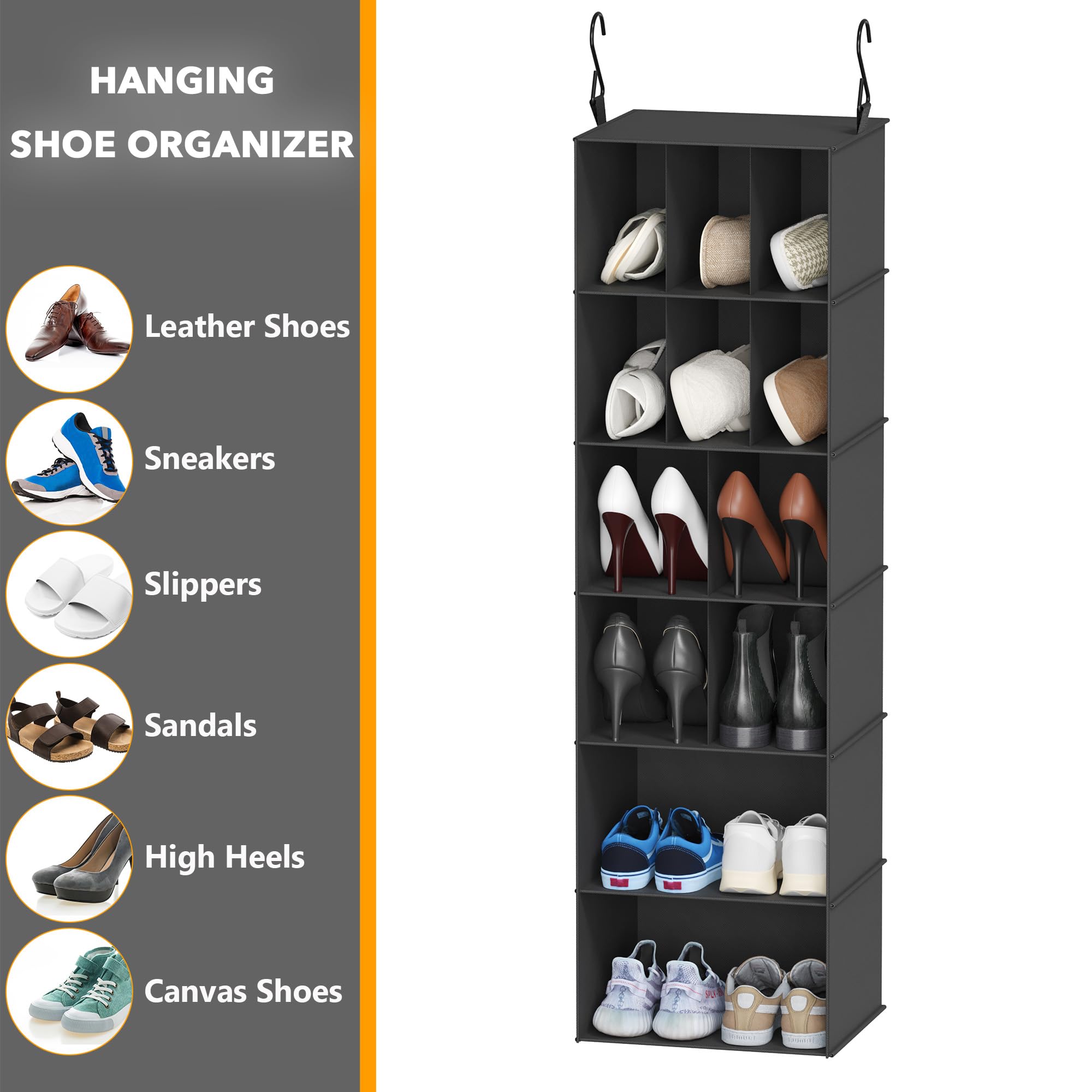 SpaceAid dimensions 53h x 13.5w x 11.5d in black for closet planning
