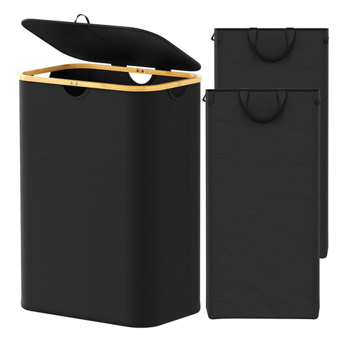 SpaceAid Double Laundry Hamper front view shows two compartments for easy sorting.