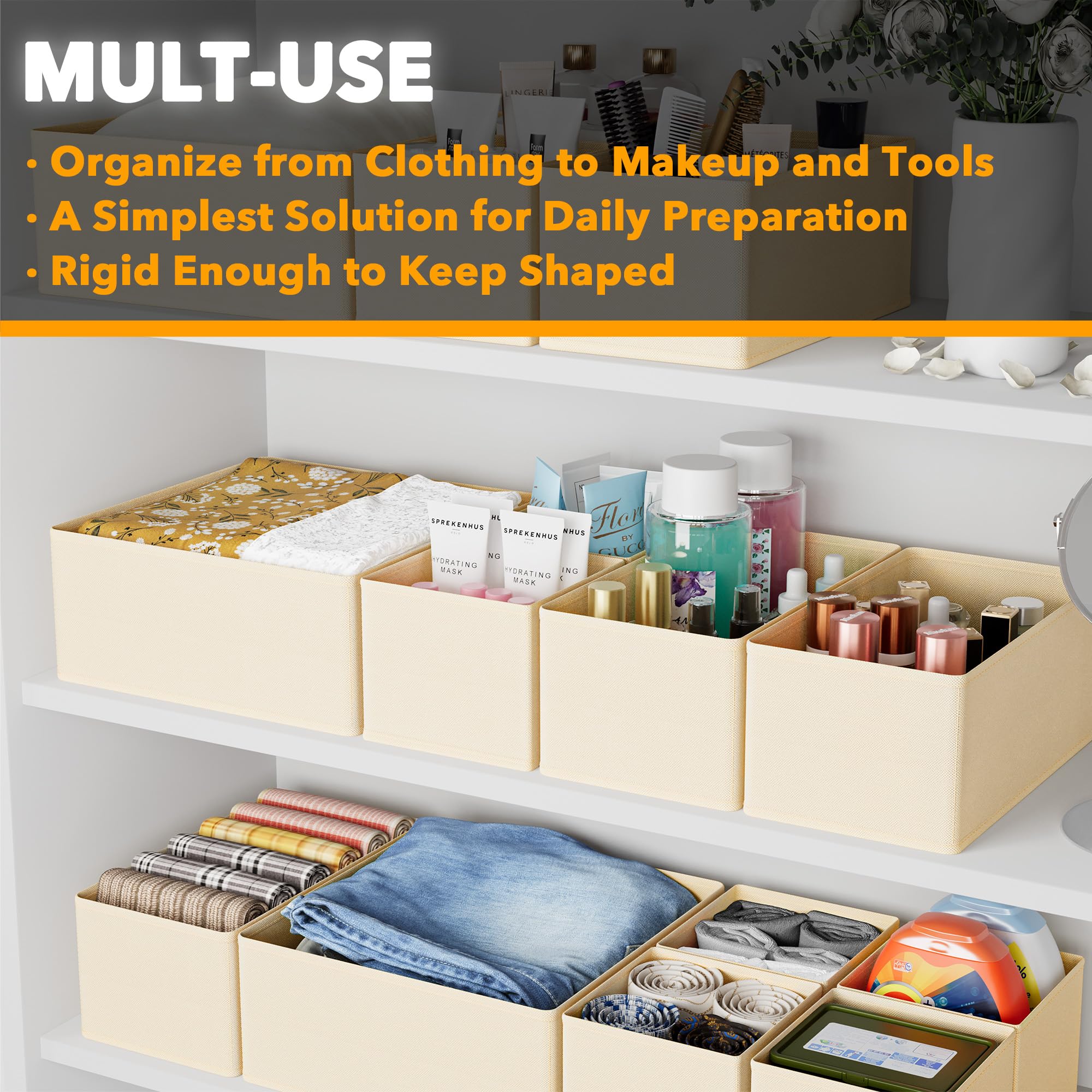 SpaceAid easy-set-up beige organizer opens and zips for quick use