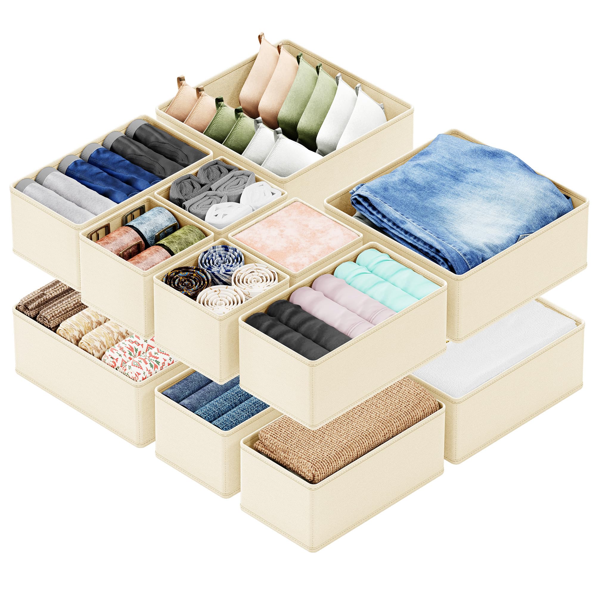 SpaceAid large square beige drawer organizer keeps clothes neatly in a dresser