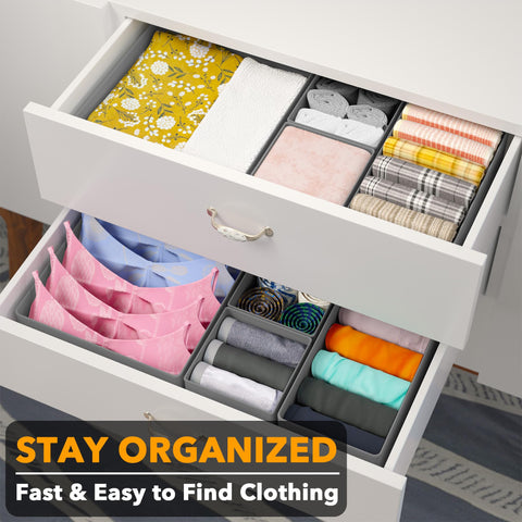 SpaceAid closet-dividers neatly separate items for easy access.