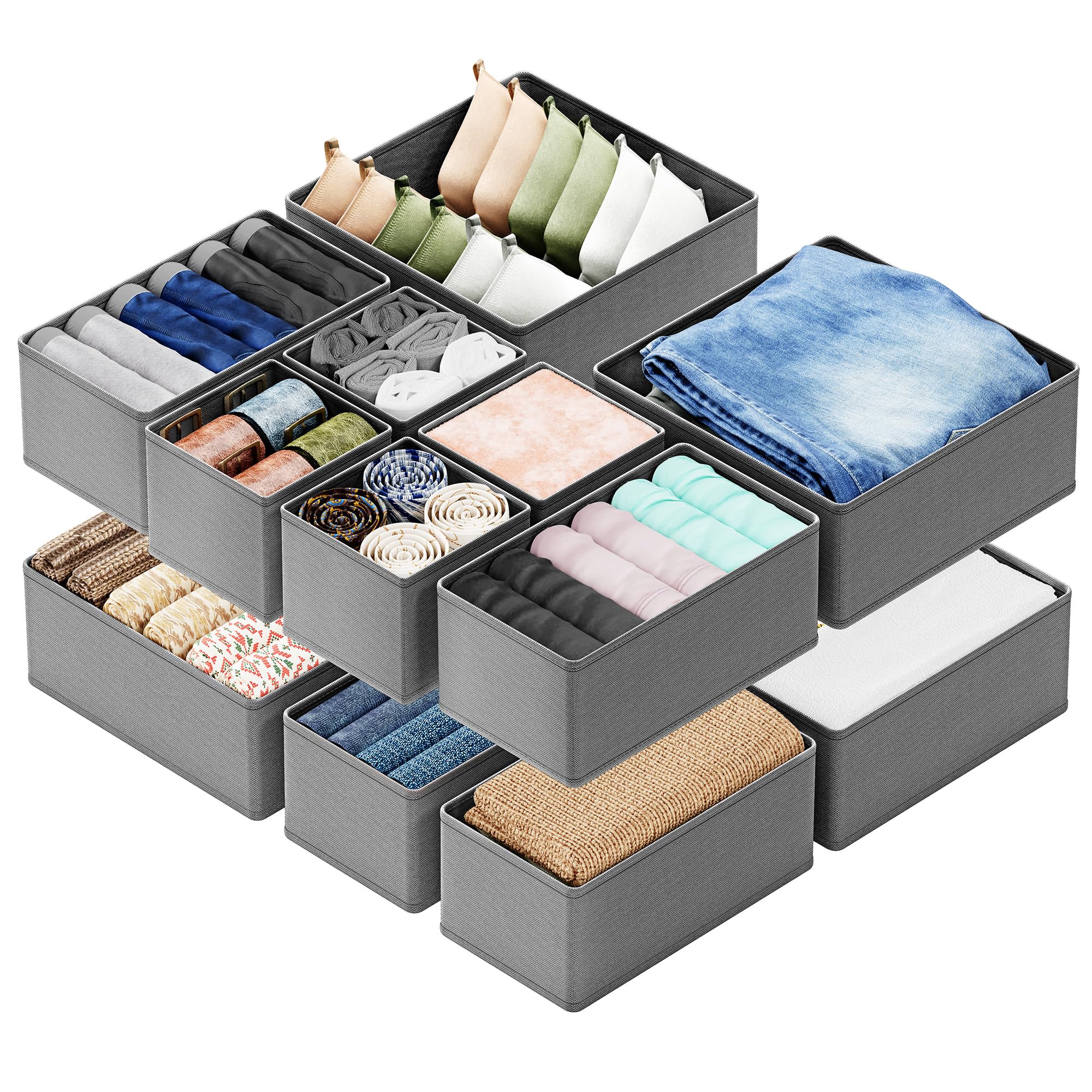 SpaceAid 12-pack drawer organizers setup for quick, tool-free organization.