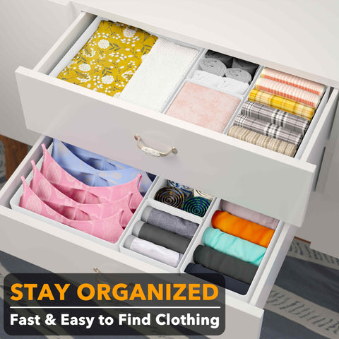 SpaceAid small square bin keeps underwear and socks neatly separated and accessible.