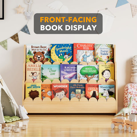 SpaceAid front-facing display for quick book selection and organization.
