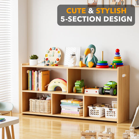 SpaceAid easy-to-assemble Montessori bookcase for quick setup and tidy shelves.