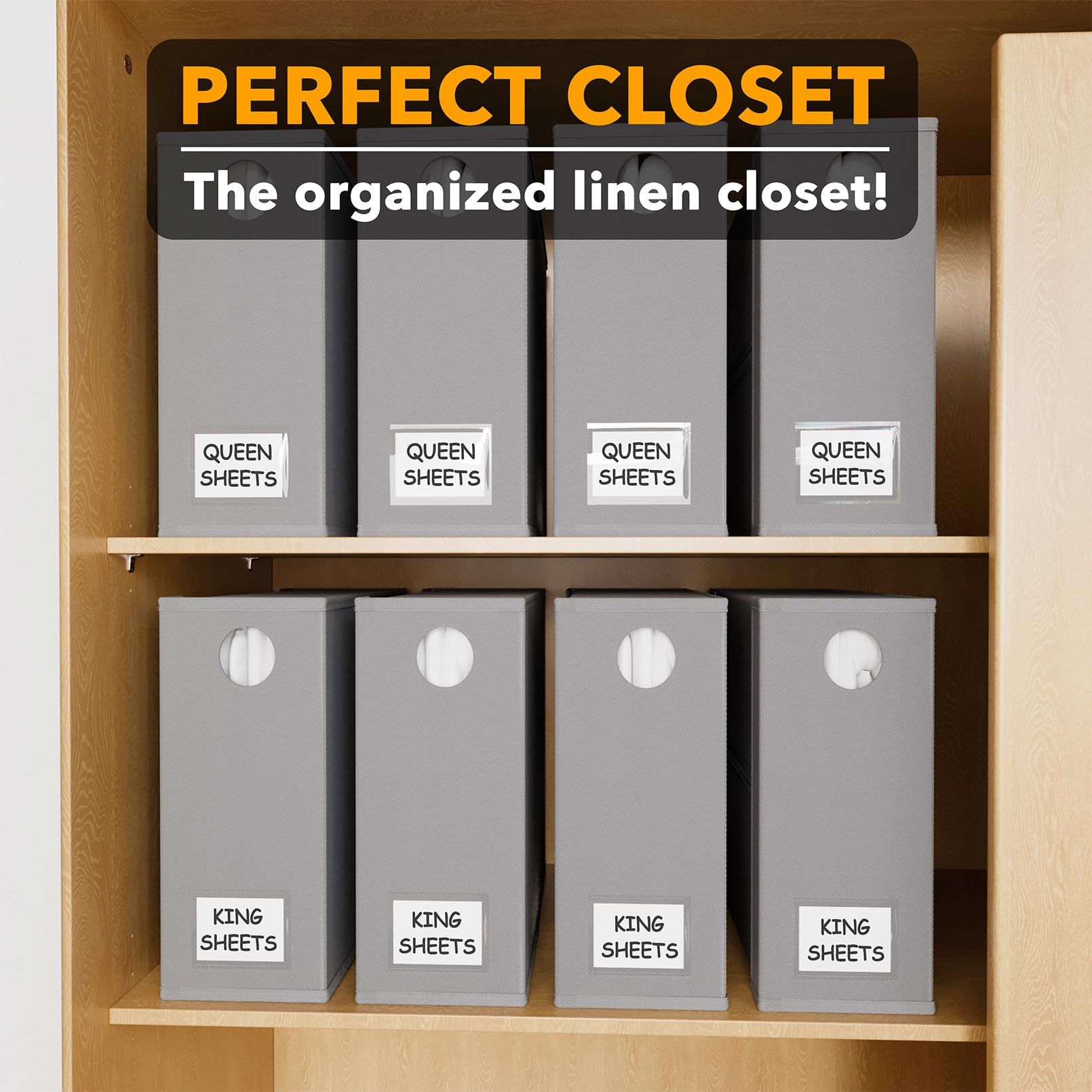 SpaceAid easy fold and use design simplifies linen closet organization.