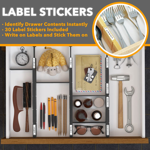 Expandable SpaceAid divider fits drawers from 17 to 22 inches