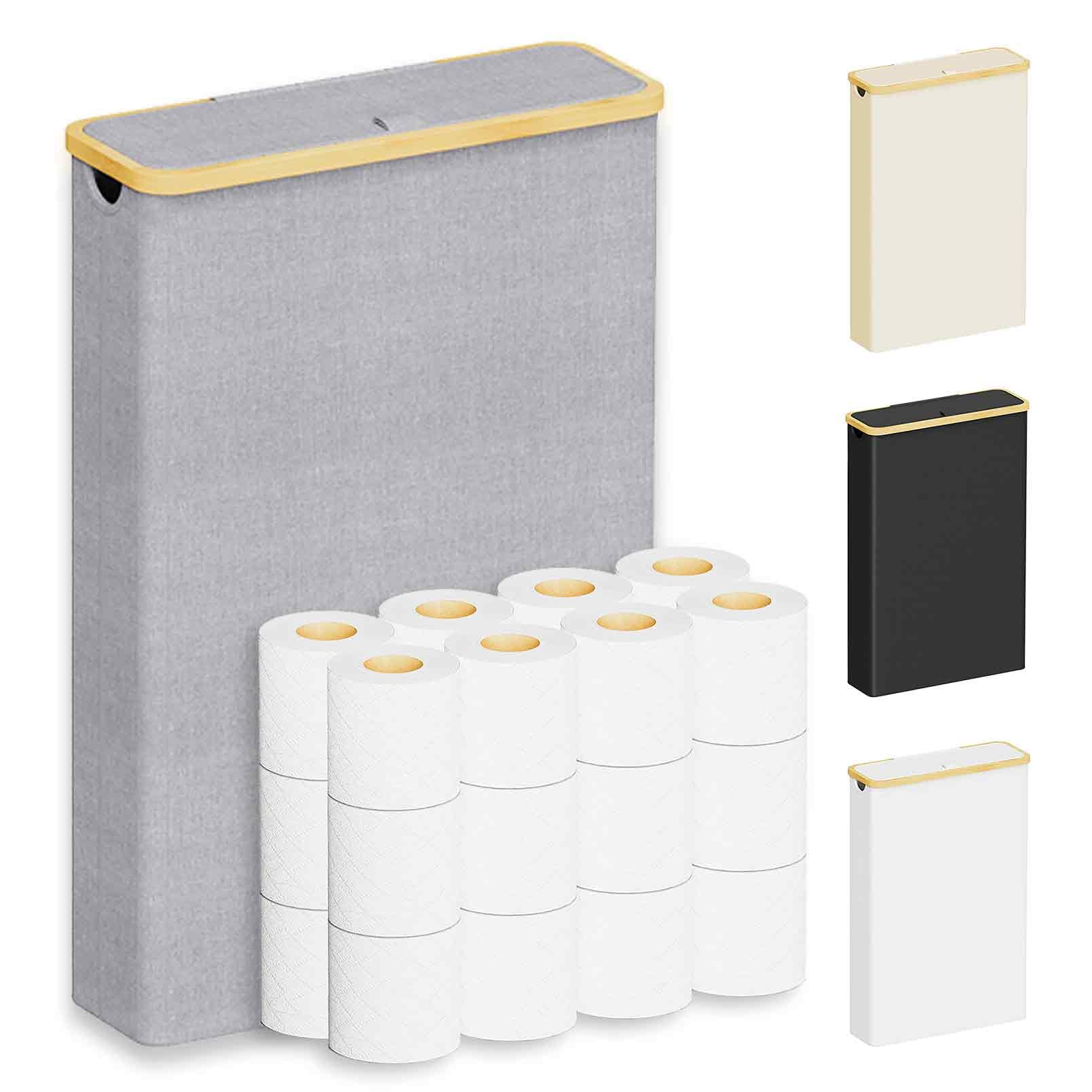 SpaceAid extra large toilet paper storage with lid keeps rolls neat, accessible, and off the bathroom floor.