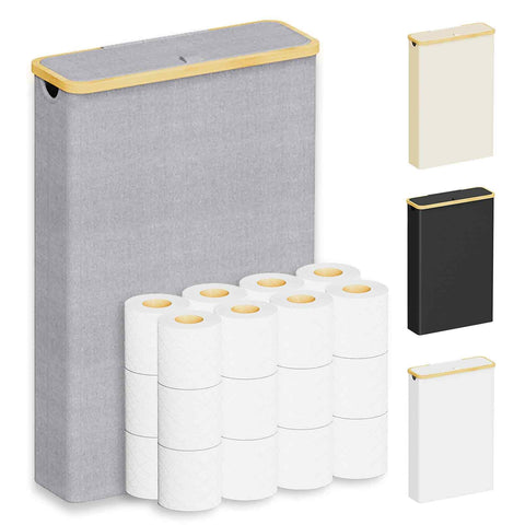 SpaceAid extra large toilet paper storage with lid keeps rolls neat, accessible, and off the bathroom floor.