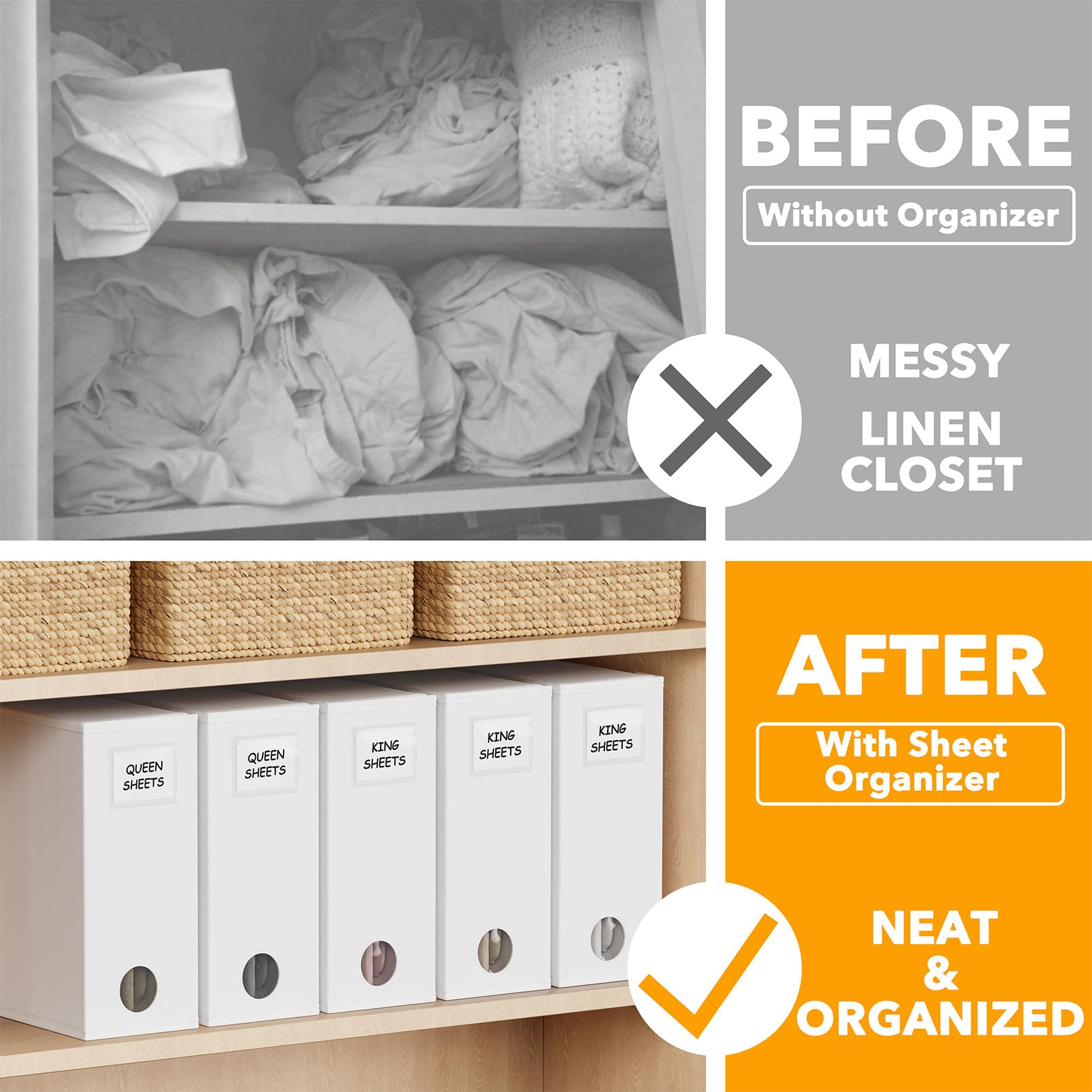 SpaceAid foldable bedding storage keeps queen and king linens organized and accessible.