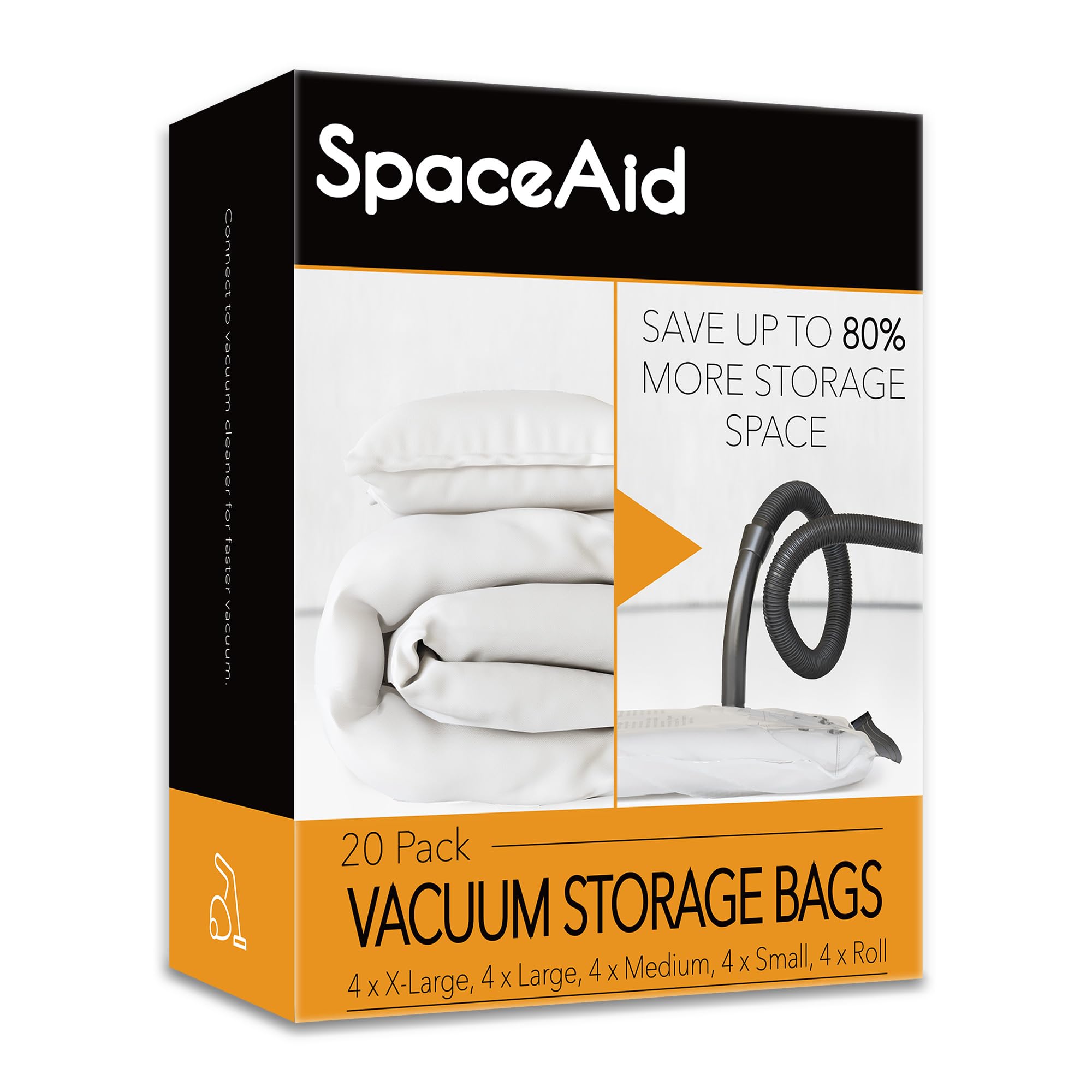 SpaceAid jumbo vacuum bag for bulky bedding, keeps clothes compressed and protected during storage.