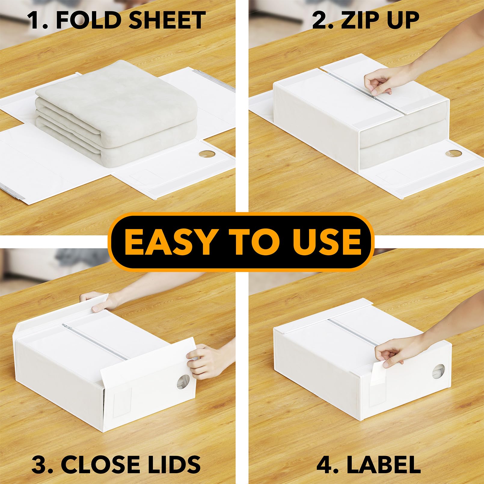 SpaceAid label cards included help identify linen content quickly.