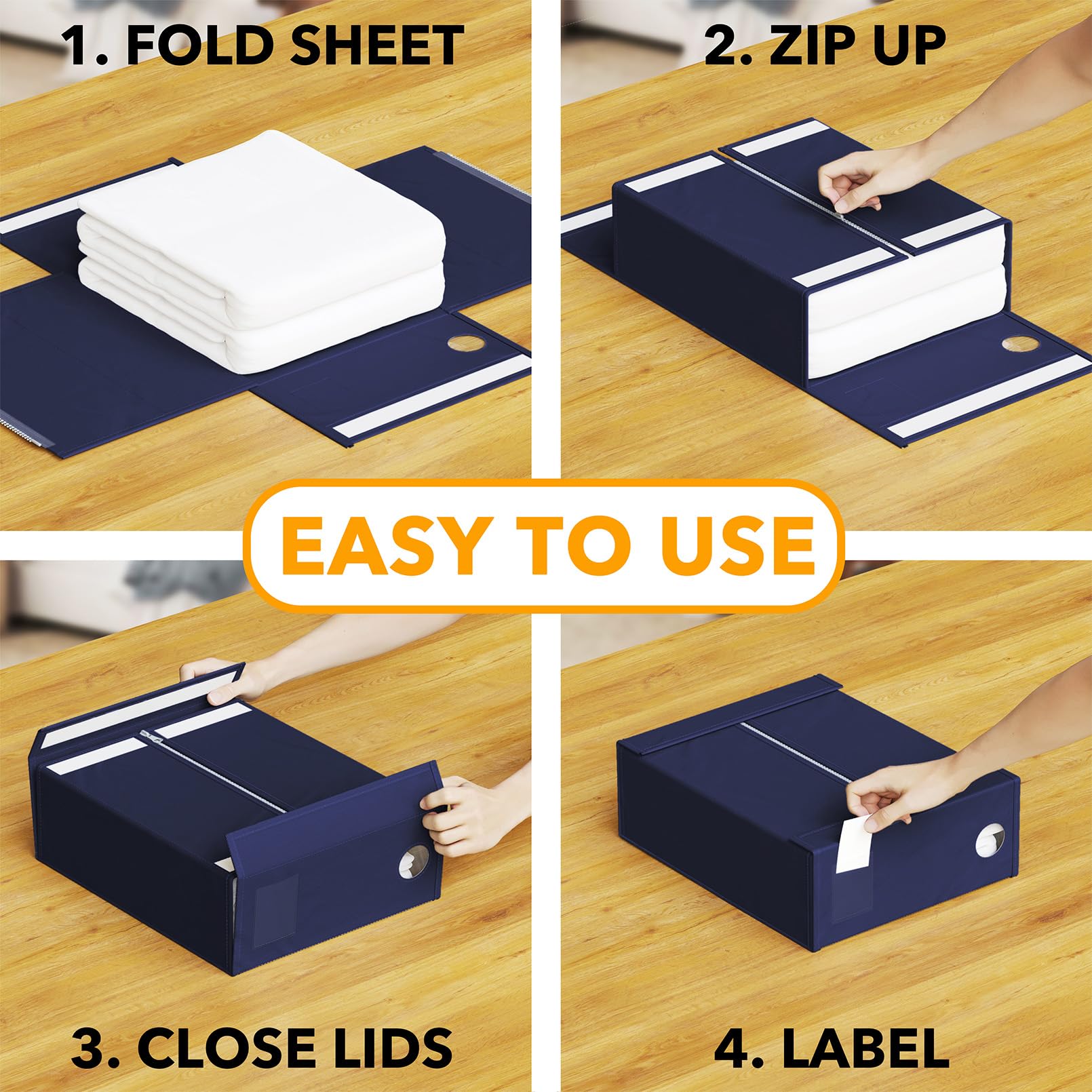 SpaceAid included label cards help identify linens at a glance.
