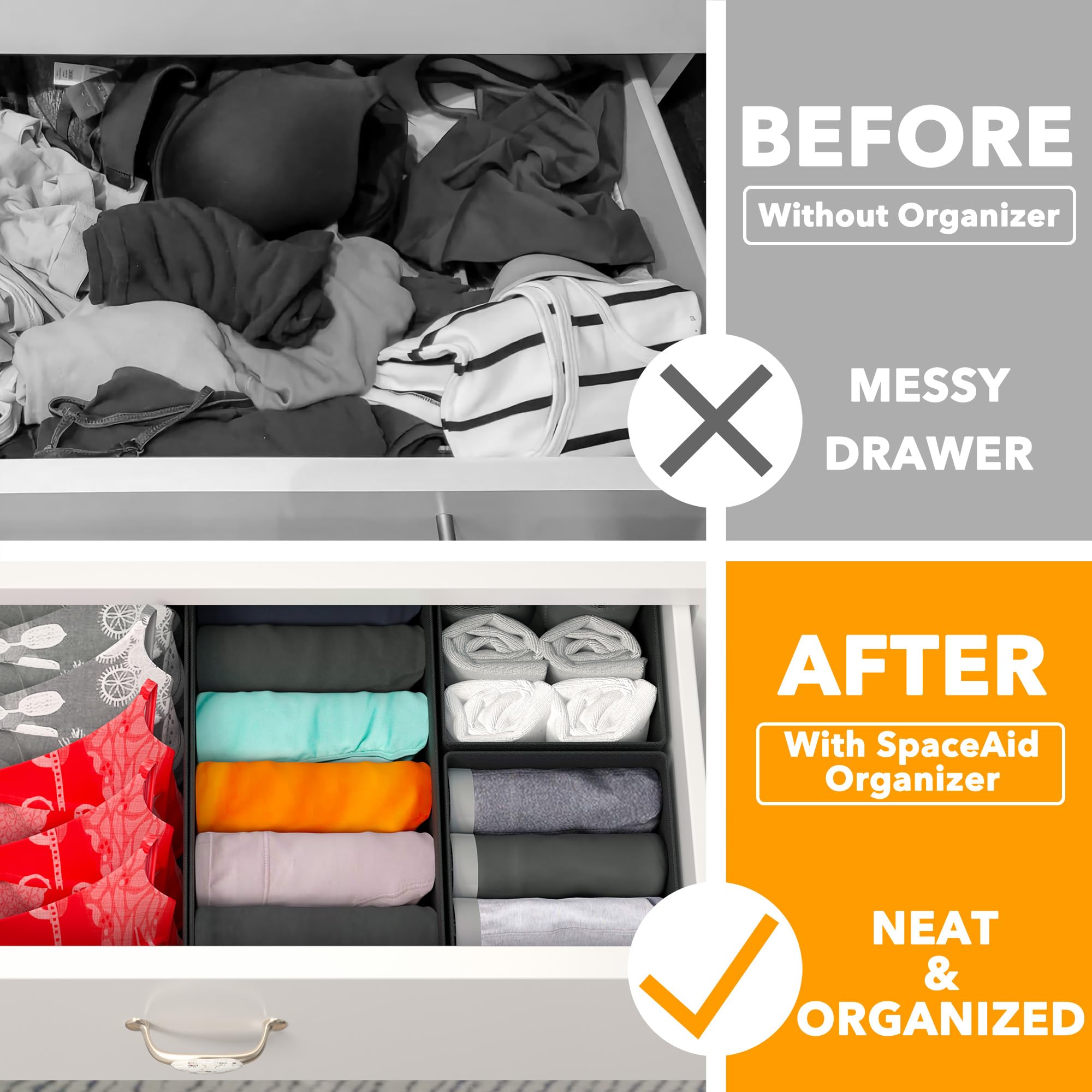SpaceAid large square bin 11x11x4.5 organizes bulky items in a closet.