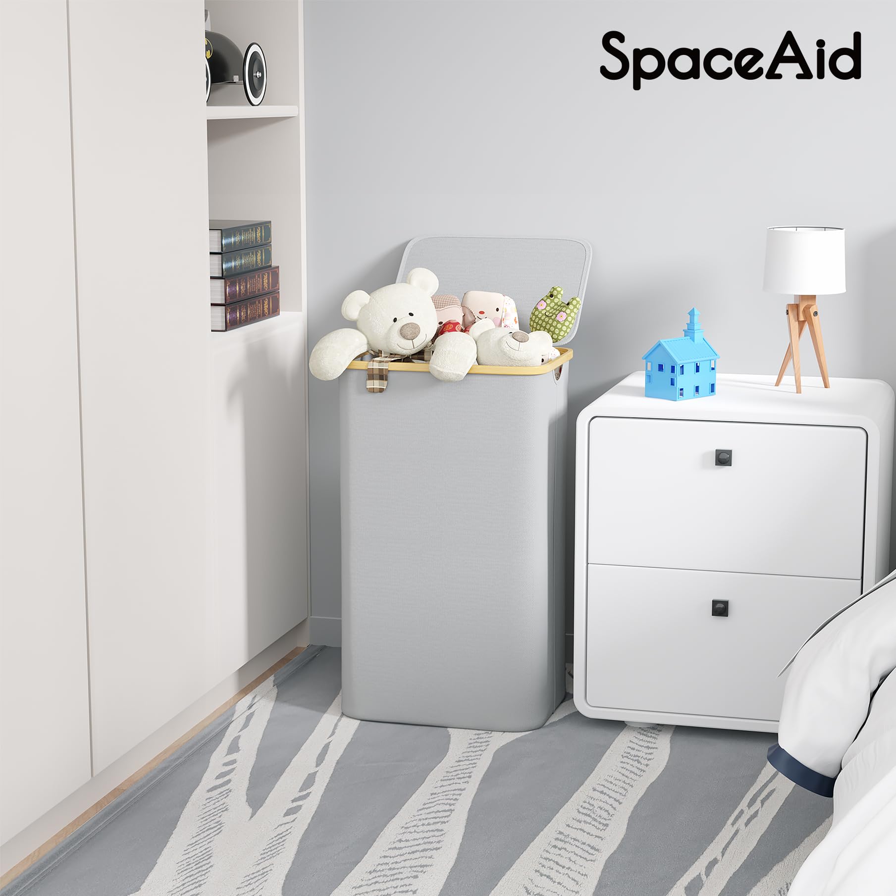 SpaceAid bamboo handles enable easy lifting on stairs.