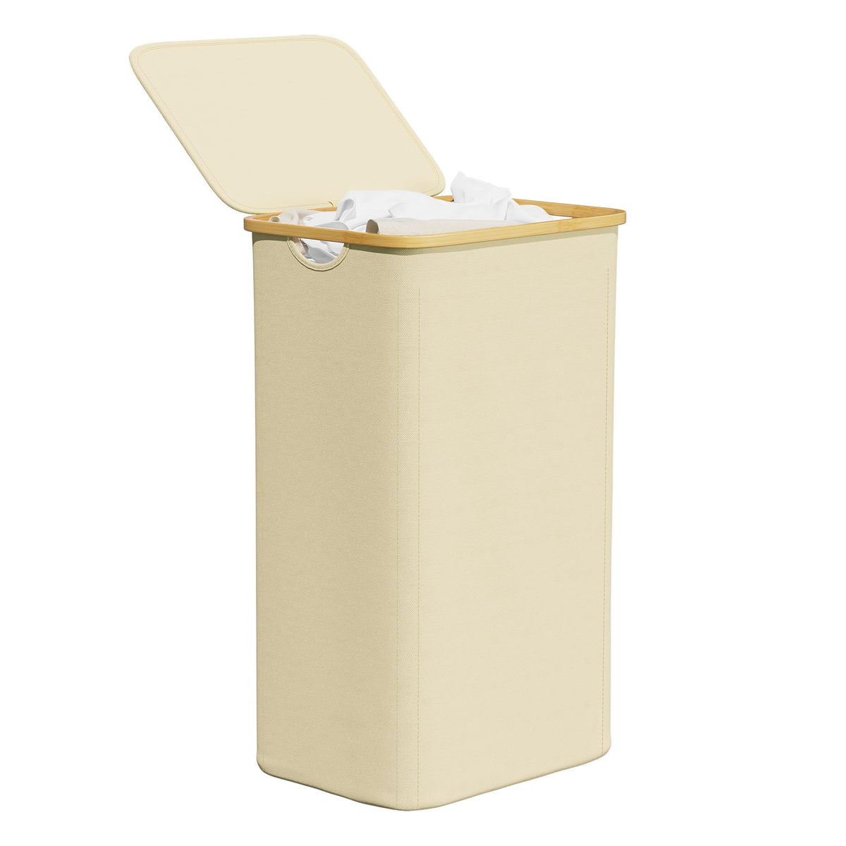 SpaceAid 110L laundry hamper with lid in beige, odor control and ample capacity.
