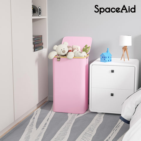 SpaceAid pink laundry hamper complements bedrooms and laundry rooms
