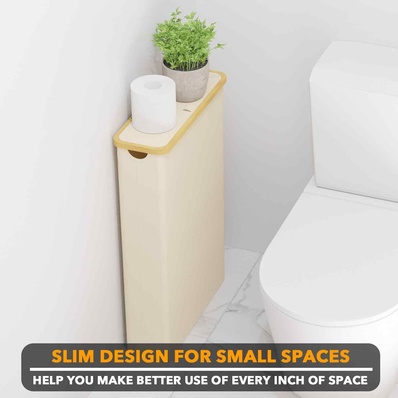 SpaceAid lid keeps contents clean and discreet in small bathrooms.