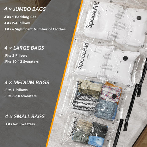 SpaceAid medium vacuum bag helps organize clothing while saving closet space.
