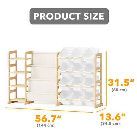 SpaceAid modern white bookshelf elevates room decor while organizing books and toys.