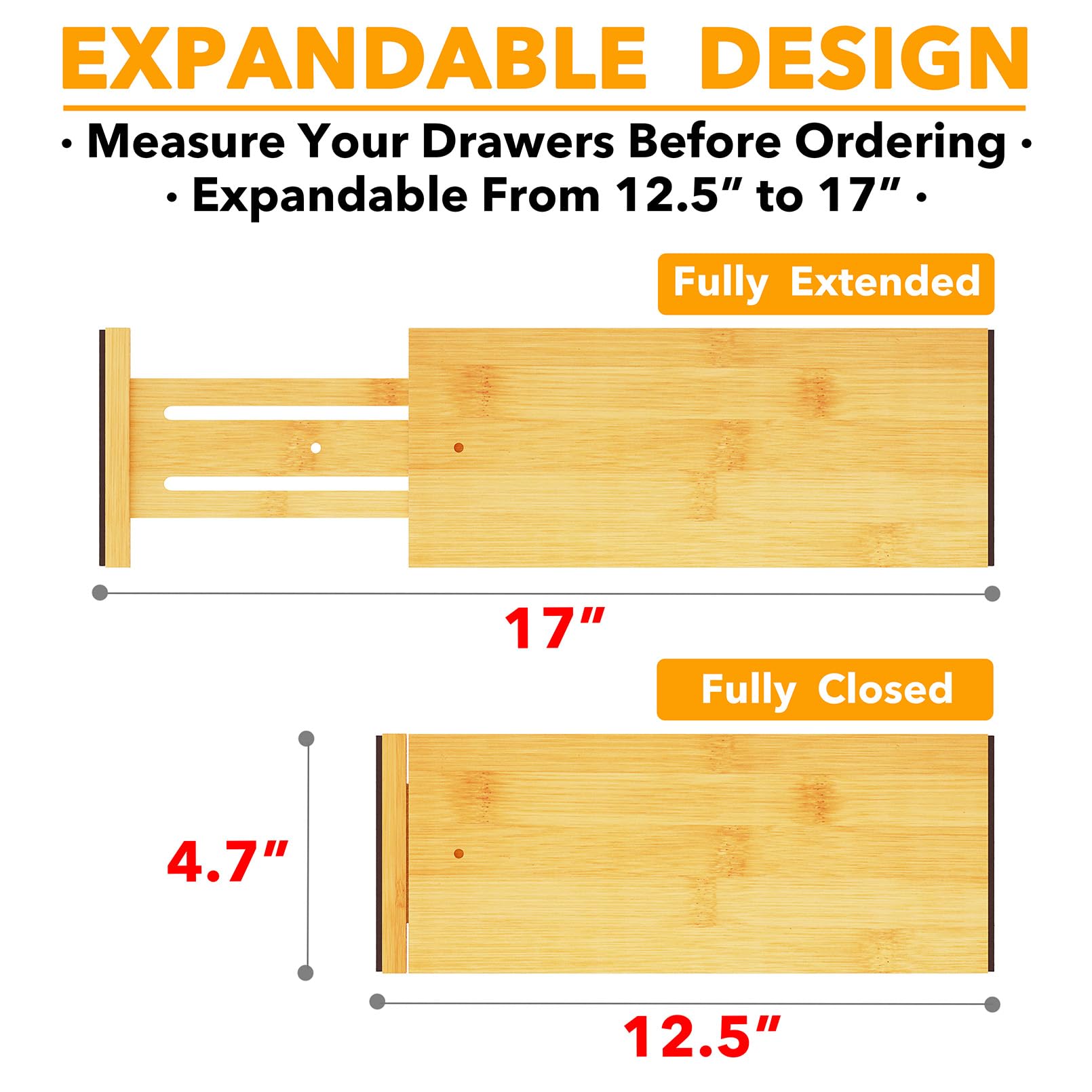 SpaceAid divider with non-slip end pads keeps drawers in place