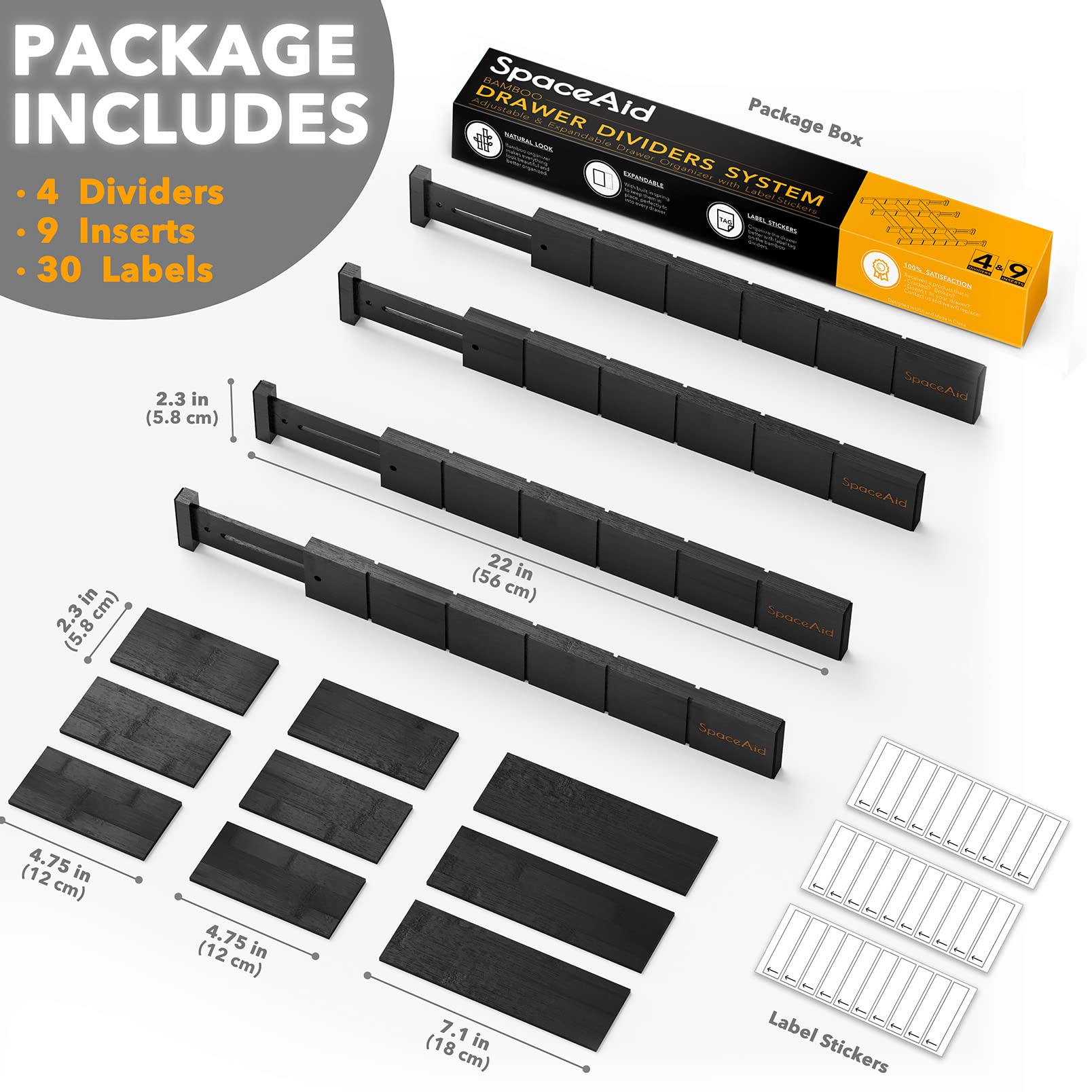 SpaceAid dividers feature non-slip pads to protect surfaces