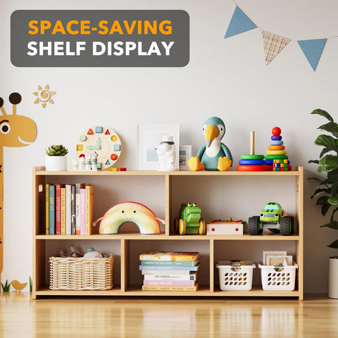 SpaceAid nursery storage solution keeps toys and books neatly organized.