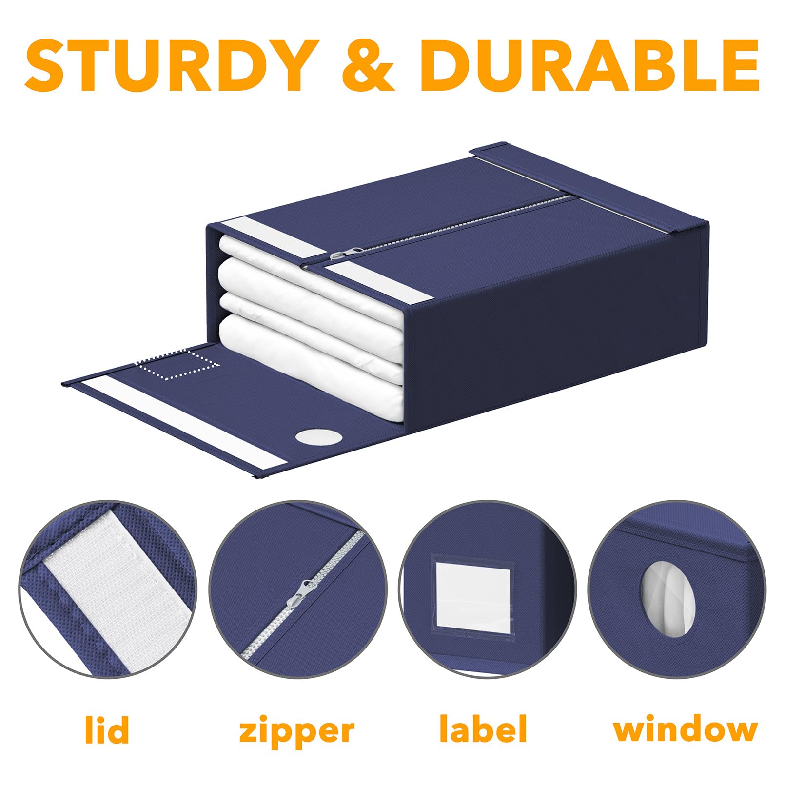 SpaceAid queen and king size capacity holds full sheet sets plus duvet covers.