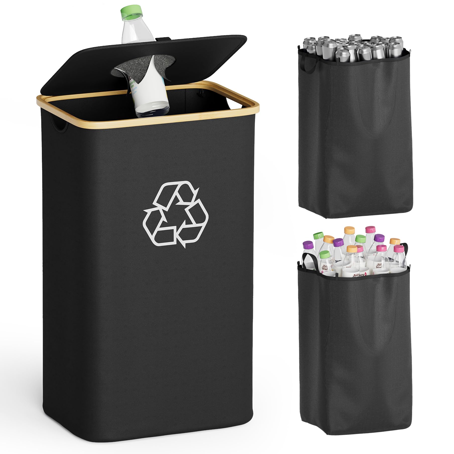 SpaceAid recycling bin with hands-free lid for easy one-handed use.