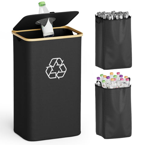 SpaceAid recycling bin with hands-free lid for easy one-handed use.