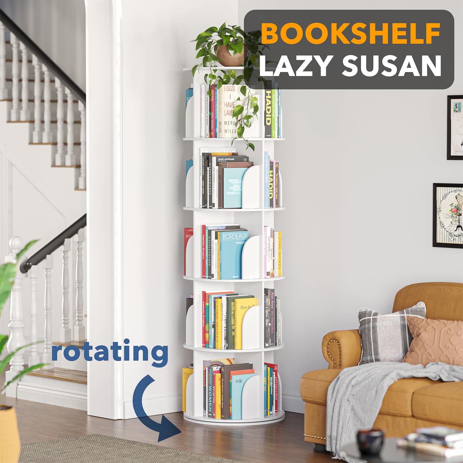 SpaceAid rotate spiral corner organizer demonstrates space-saving corner storage.