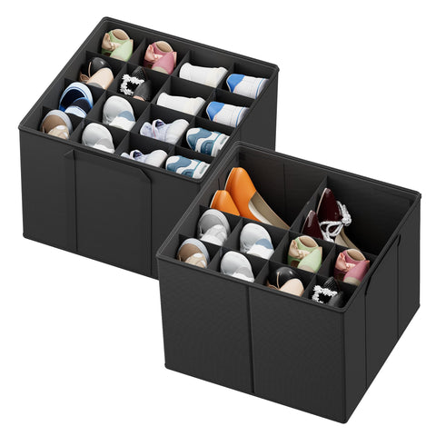 SpaceAid two-pack shoe organizer with foldable bins keeps footwear neatly stored and dust-free.