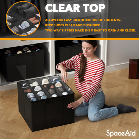 SpaceAid organizer uses durable non-woven fabric and sturdy handles for heavy loads.