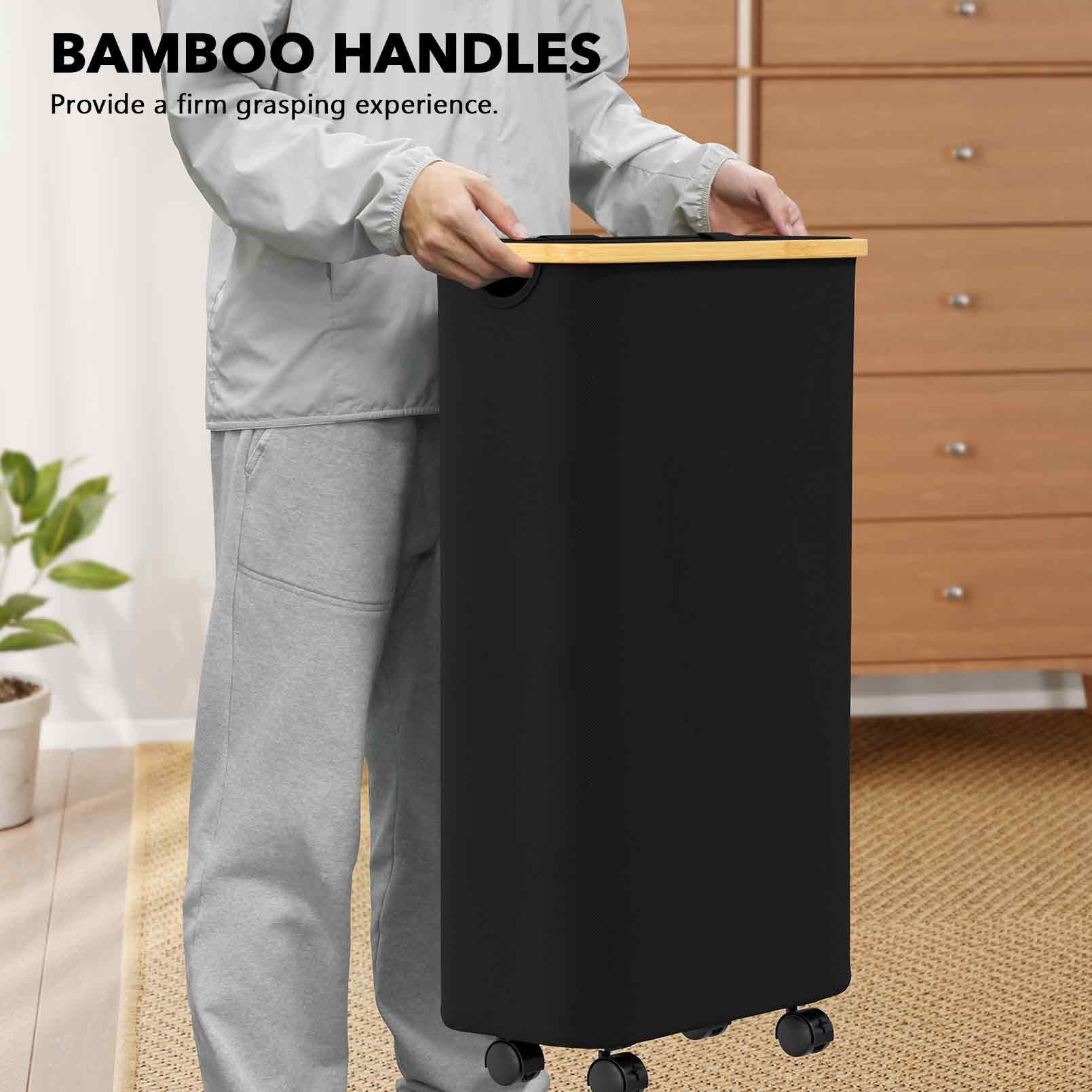 SpaceAid slim hamper folds away for compact storage