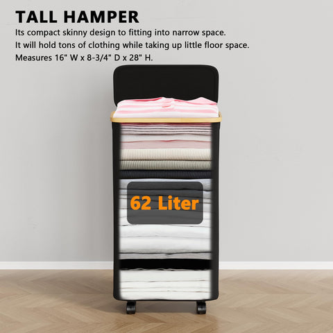 SpaceAid slim hamper with lid protects laundry from dust