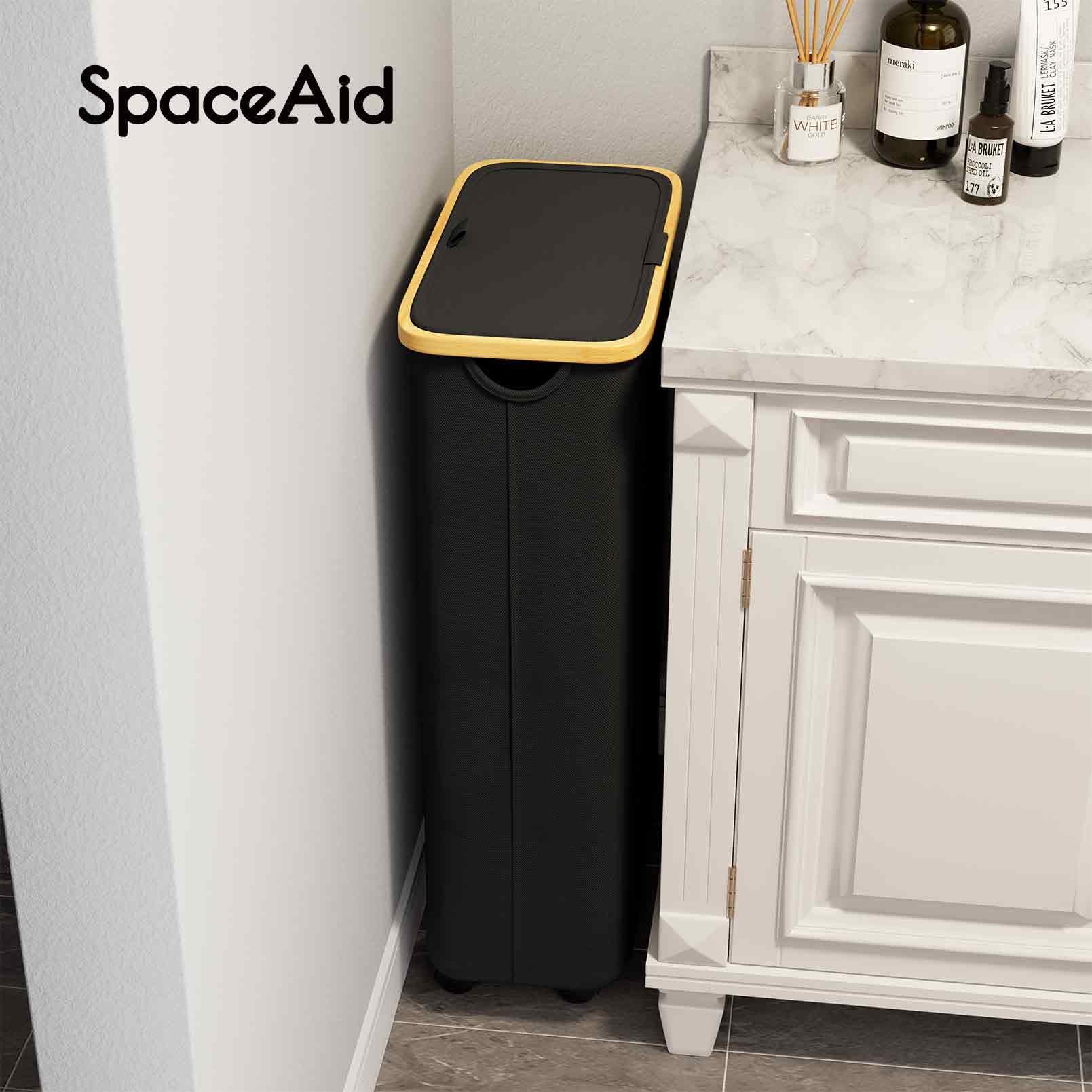 SpaceAid upright stand-up design keeps the basket stable