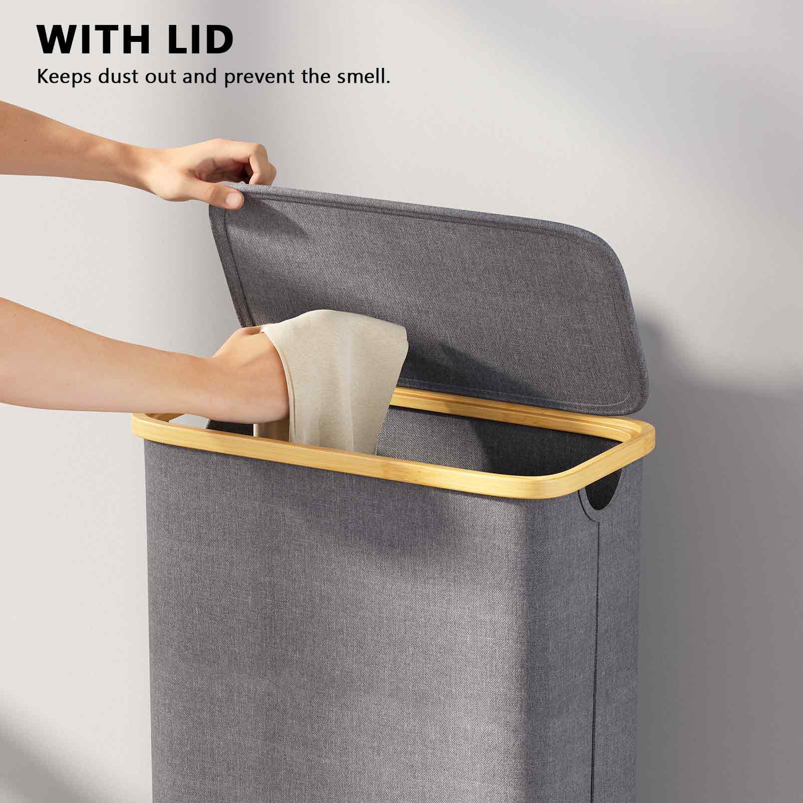 SpaceAid Slim Laundry Hamper folded compactly for space-saving storage