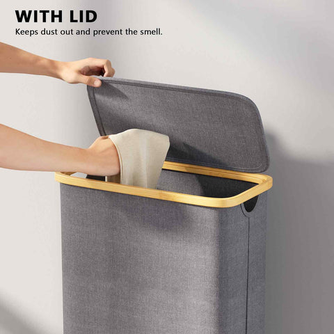 SpaceAid Slim Laundry Hamper folded compactly for space-saving storage