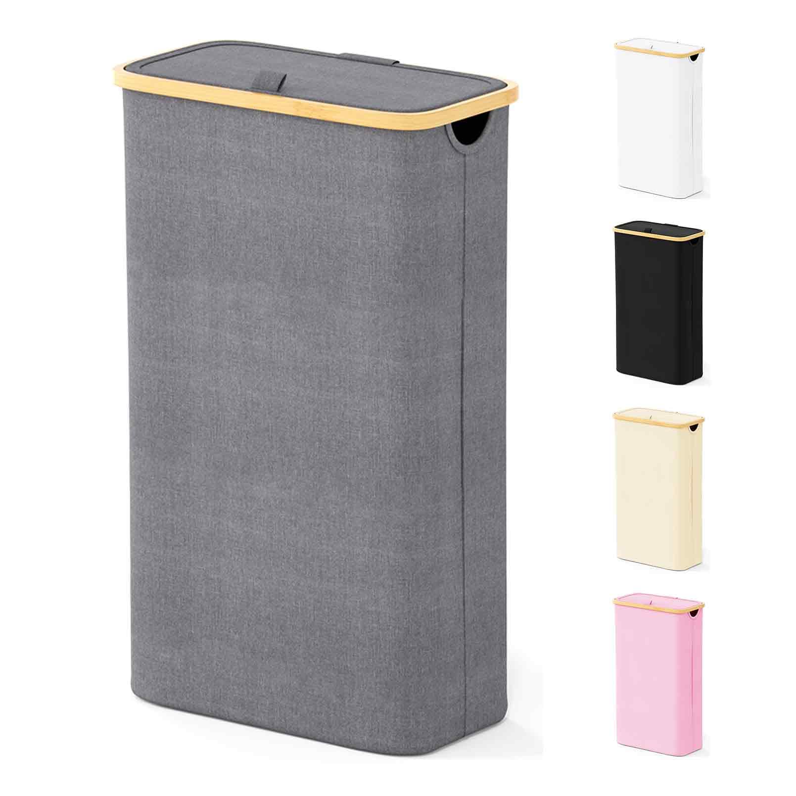 SpaceAid Slim Laundry Hamper with Lid closed, showing discreet storage