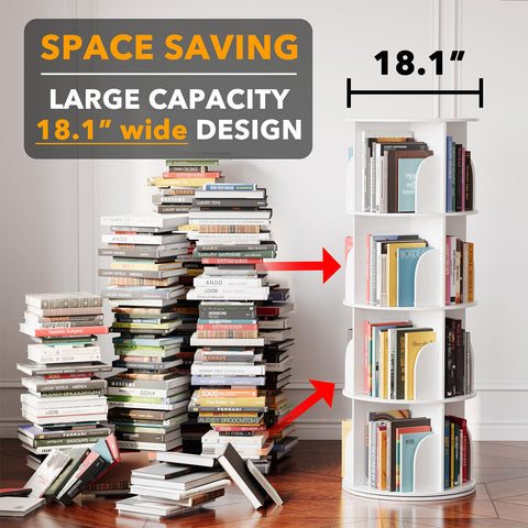 SpaceAid spinning bookcase tower displays books clearly for quick access.