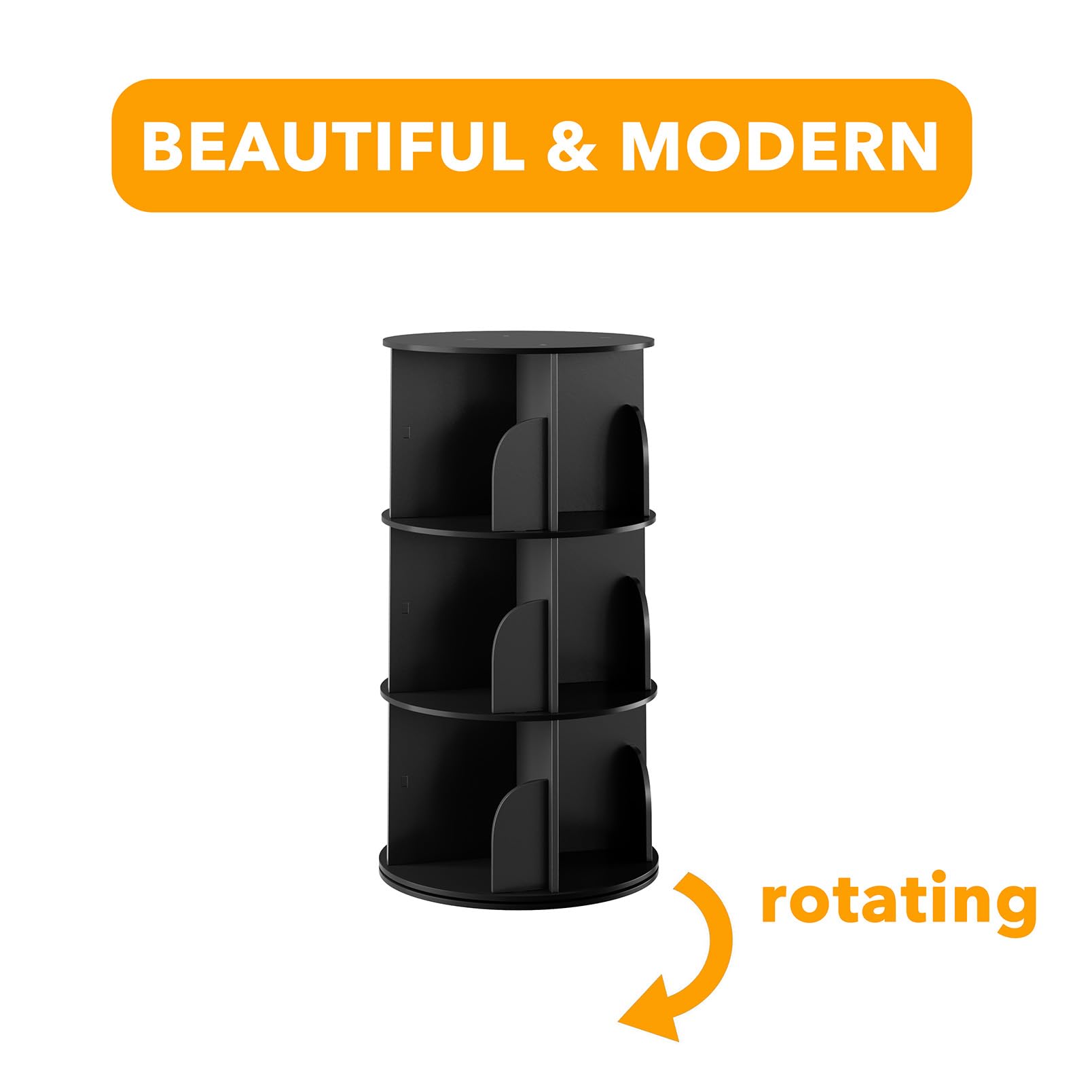 SpaceAid black bookshelf tower ships with easy assembly and versatility.