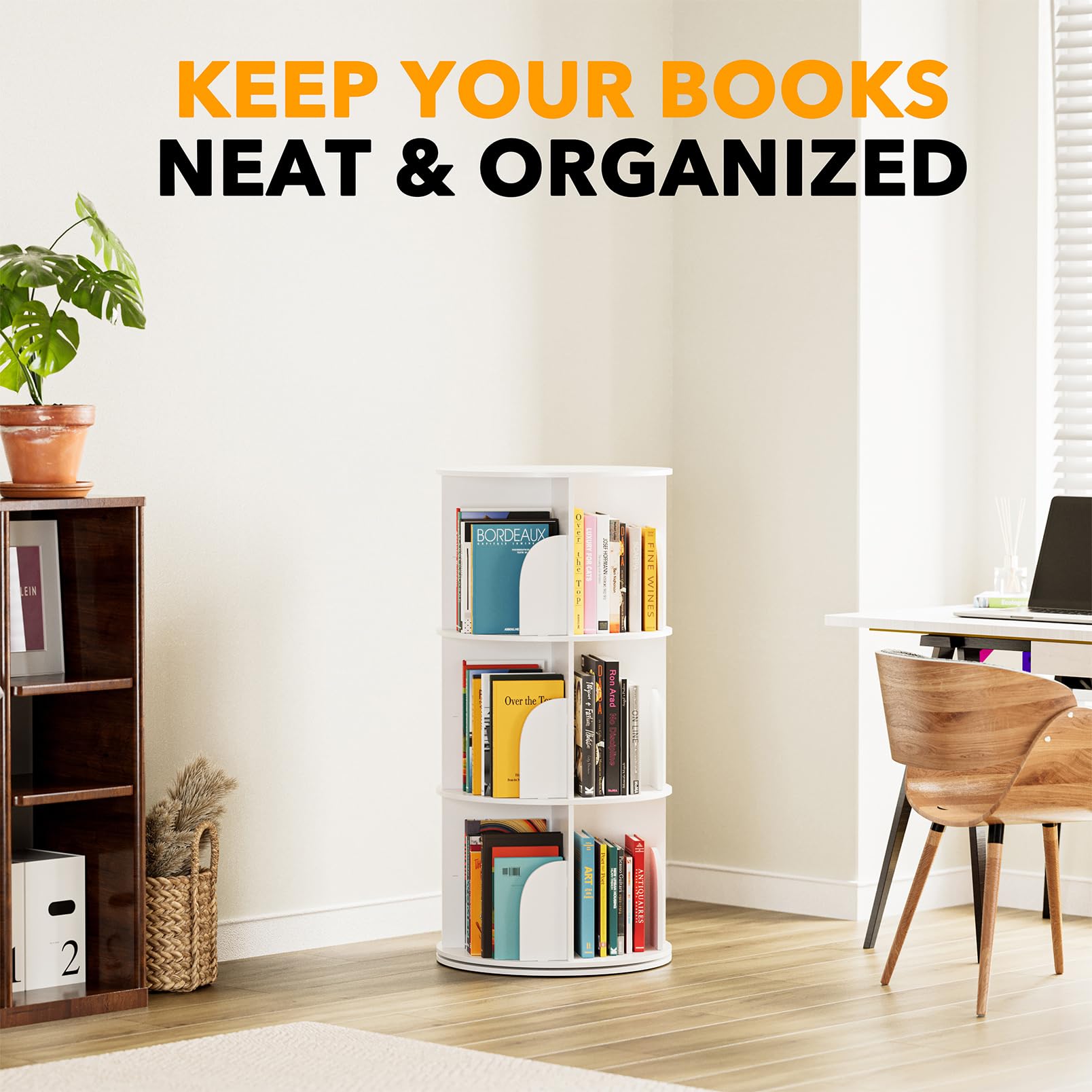 SpaceAid sturdy solid-board construction supports a variety of items beyond books.