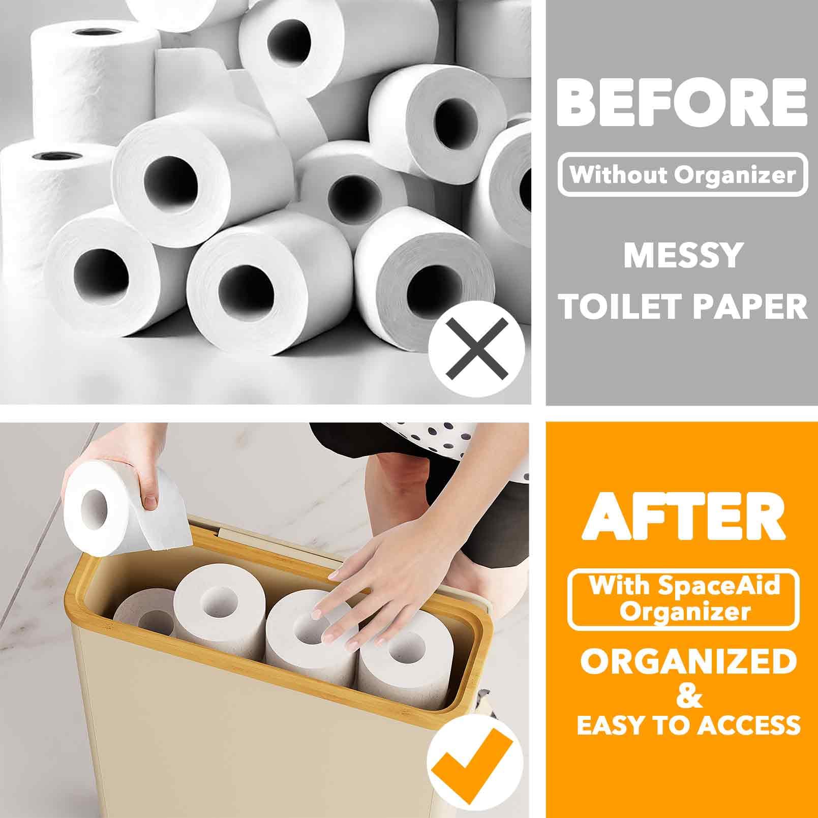SpaceAid durable fabric bin resists moisture for long-lasting bathroom organization.