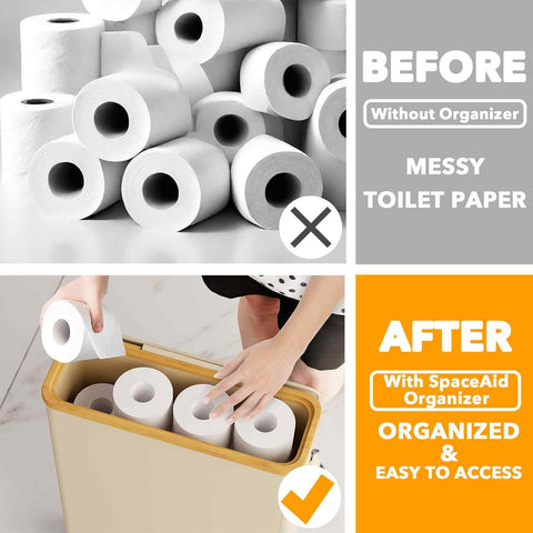 SpaceAid durable fabric bin resists moisture for long-lasting bathroom organization.