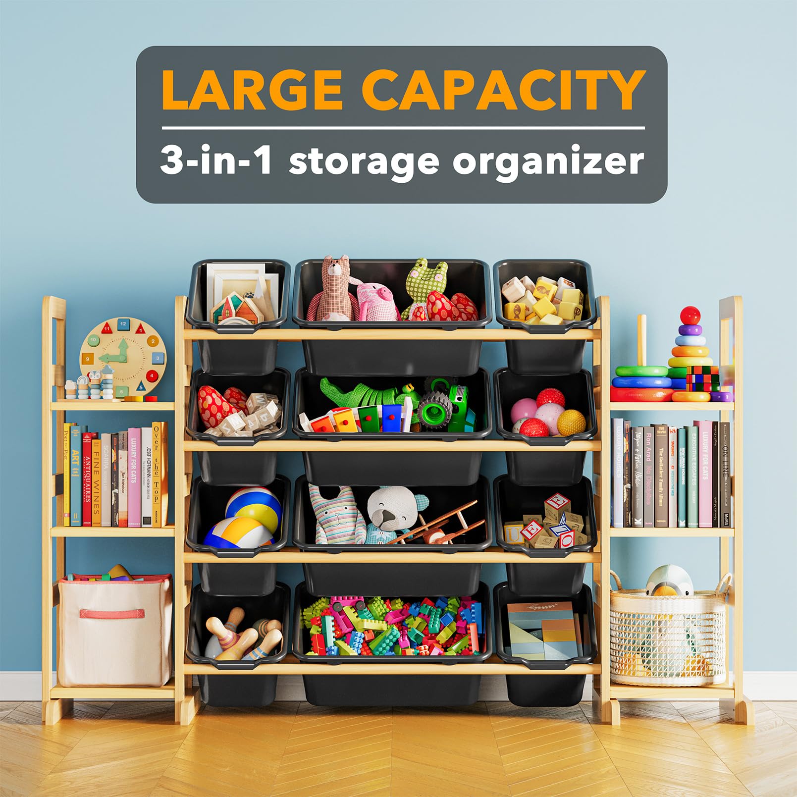 SpaceAid toy organizer with 12 bins keeps toys neatly sorted
