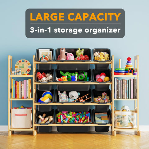 SpaceAid toy organizer with 12 bins keeps toys neatly sorted