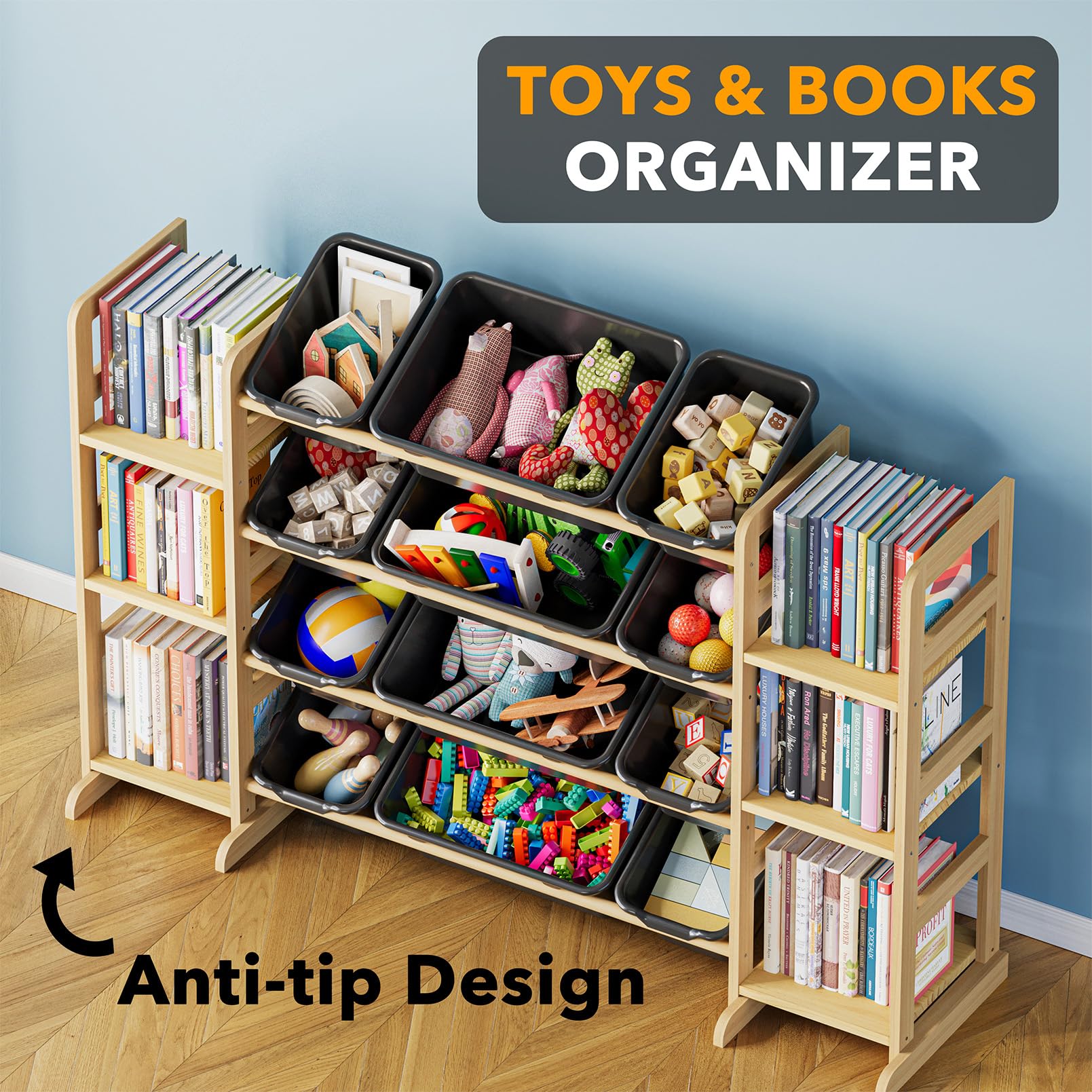 Modern true black finish of SpaceAid organizer complements various rooms